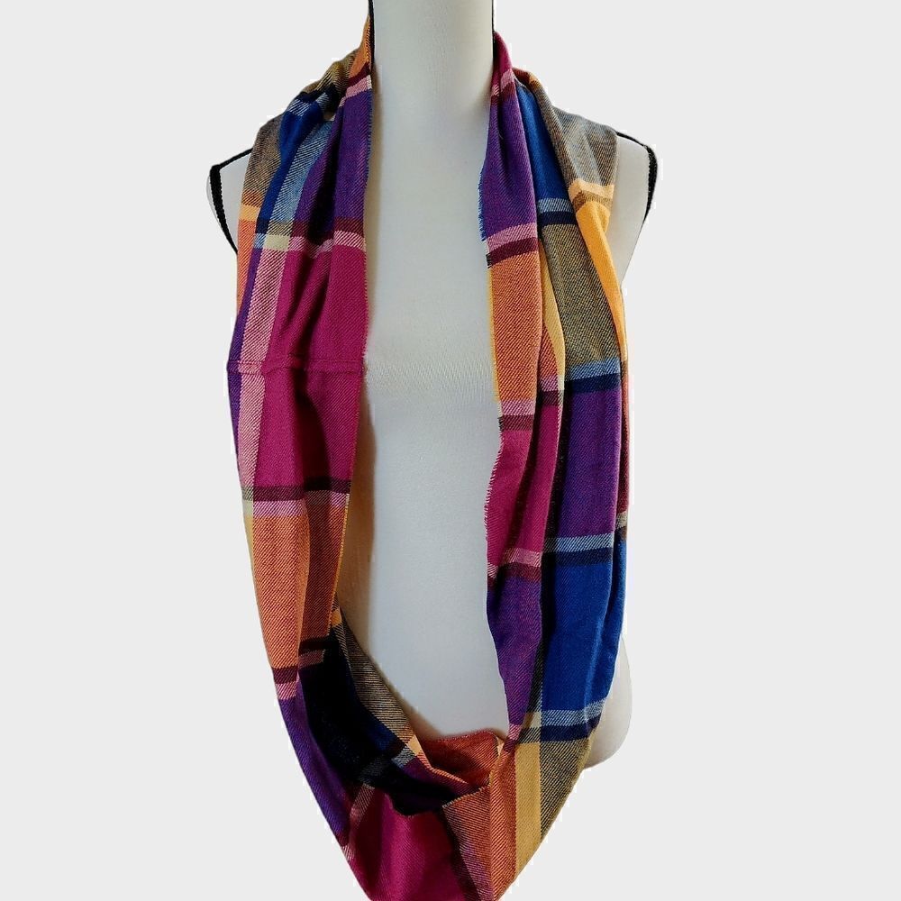 5/$20 Multicolored plaid infinity scarf - Picture 3 of 4